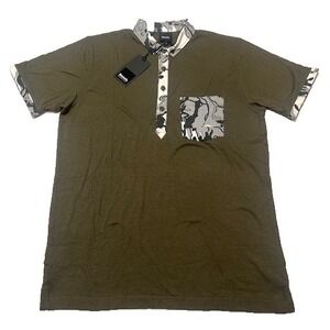Bench Men's‎ Short Sleeve Polo Olive Contrasting Trim Chest Pocket NWT - Size M
